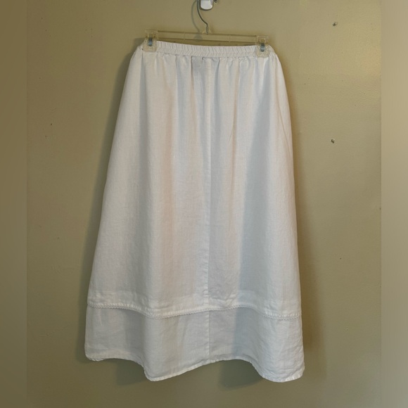 Kim Rogers Lined White Linen Midi Skirt - Picture 5 of 7